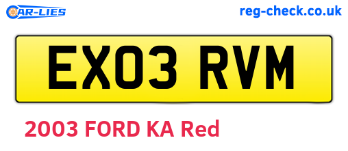 EX03RVM are the vehicle registration plates.