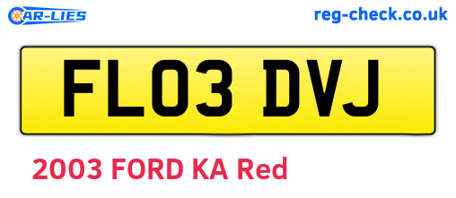 FL03DVJ are the vehicle registration plates.