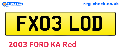 FX03LOD are the vehicle registration plates.