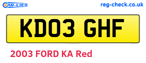 KD03GHF are the vehicle registration plates.