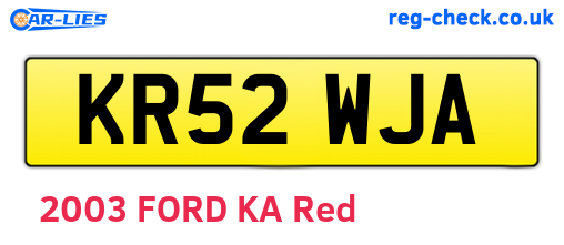 KR52WJA are the vehicle registration plates.