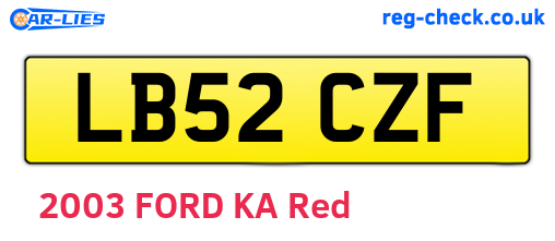 LB52CZF are the vehicle registration plates.