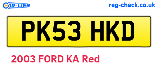 PK53HKD are the vehicle registration plates.