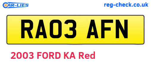 RA03AFN are the vehicle registration plates.