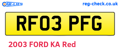 RF03PFG are the vehicle registration plates.