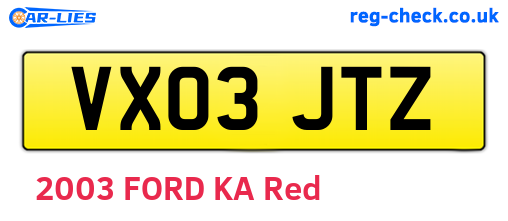 VX03JTZ are the vehicle registration plates.
