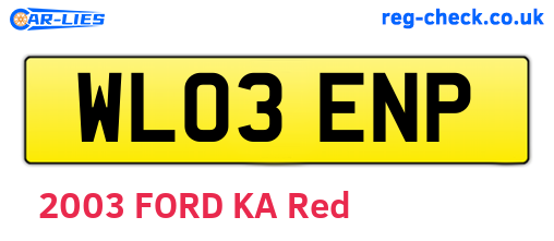WL03ENP are the vehicle registration plates.