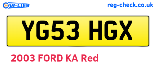 YG53HGX are the vehicle registration plates.