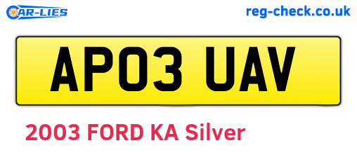 AP03UAV are the vehicle registration plates.