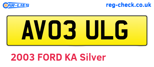 AV03ULG are the vehicle registration plates.