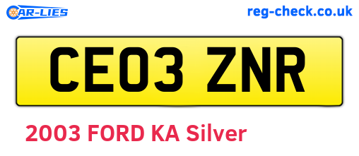 CE03ZNR are the vehicle registration plates.