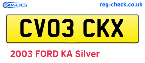 CV03CKX are the vehicle registration plates.