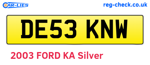DE53KNW are the vehicle registration plates.