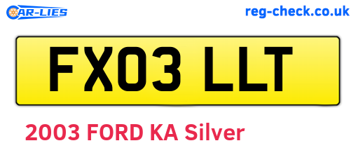 FX03LLT are the vehicle registration plates.