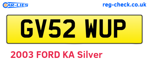 GV52WUP are the vehicle registration plates.