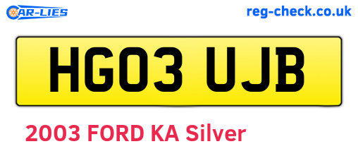 HG03UJB are the vehicle registration plates.