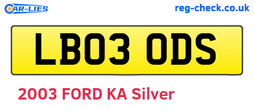 LB03ODS are the vehicle registration plates.