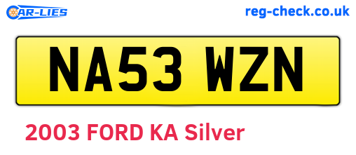 NA53WZN are the vehicle registration plates.