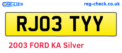 RJ03TYY are the vehicle registration plates.