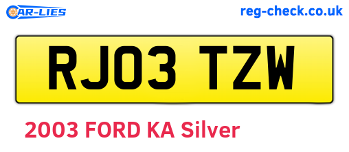 RJ03TZW are the vehicle registration plates.