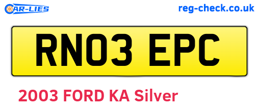 RN03EPC are the vehicle registration plates.