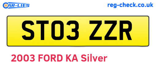 ST03ZZR are the vehicle registration plates.
