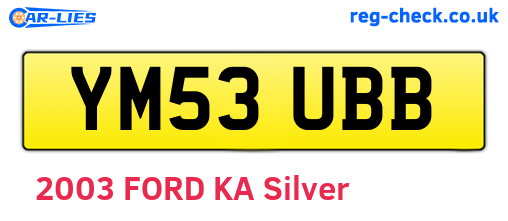 YM53UBB are the vehicle registration plates.