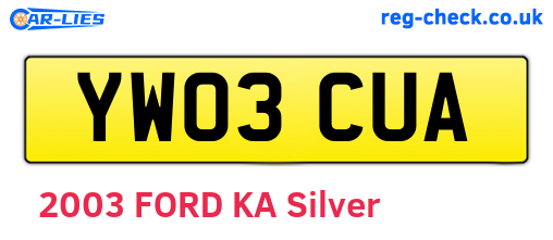 YW03CUA are the vehicle registration plates.