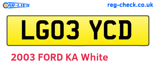 LG03YCD are the vehicle registration plates.