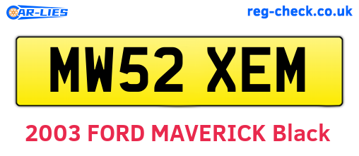 MW52XEM are the vehicle registration plates.