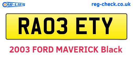 RA03ETY are the vehicle registration plates.