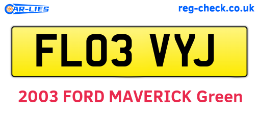 FL03VYJ are the vehicle registration plates.