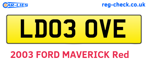 LD03OVE are the vehicle registration plates.
