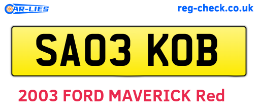 SA03KOB are the vehicle registration plates.