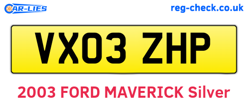 VX03ZHP are the vehicle registration plates.