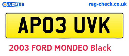 AP03UVK are the vehicle registration plates.