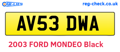 AV53DWA are the vehicle registration plates.