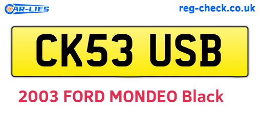 CK53USB are the vehicle registration plates.