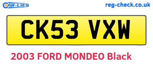 CK53VXW are the vehicle registration plates.