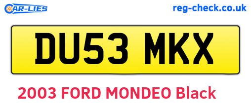 DU53MKX are the vehicle registration plates.