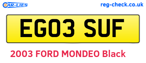 EG03SUF are the vehicle registration plates.
