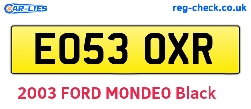 EO53OXR are the vehicle registration plates.