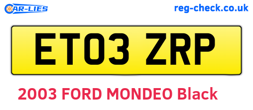 ET03ZRP are the vehicle registration plates.