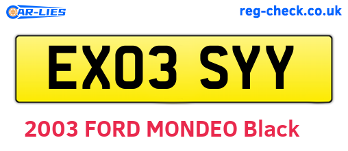 EX03SYY are the vehicle registration plates.
