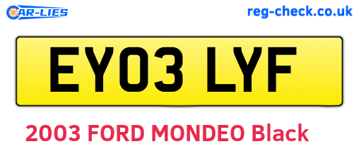 EY03LYF are the vehicle registration plates.