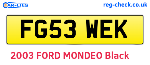 FG53WEK are the vehicle registration plates.