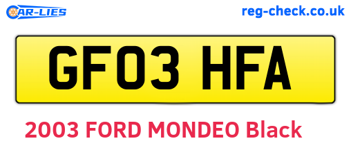 GF03HFA are the vehicle registration plates.