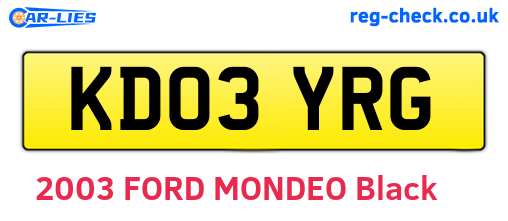KD03YRG are the vehicle registration plates.