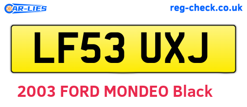 LF53UXJ are the vehicle registration plates.