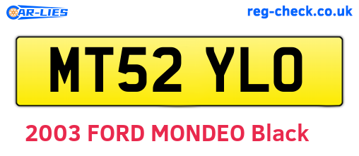 MT52YLO are the vehicle registration plates.